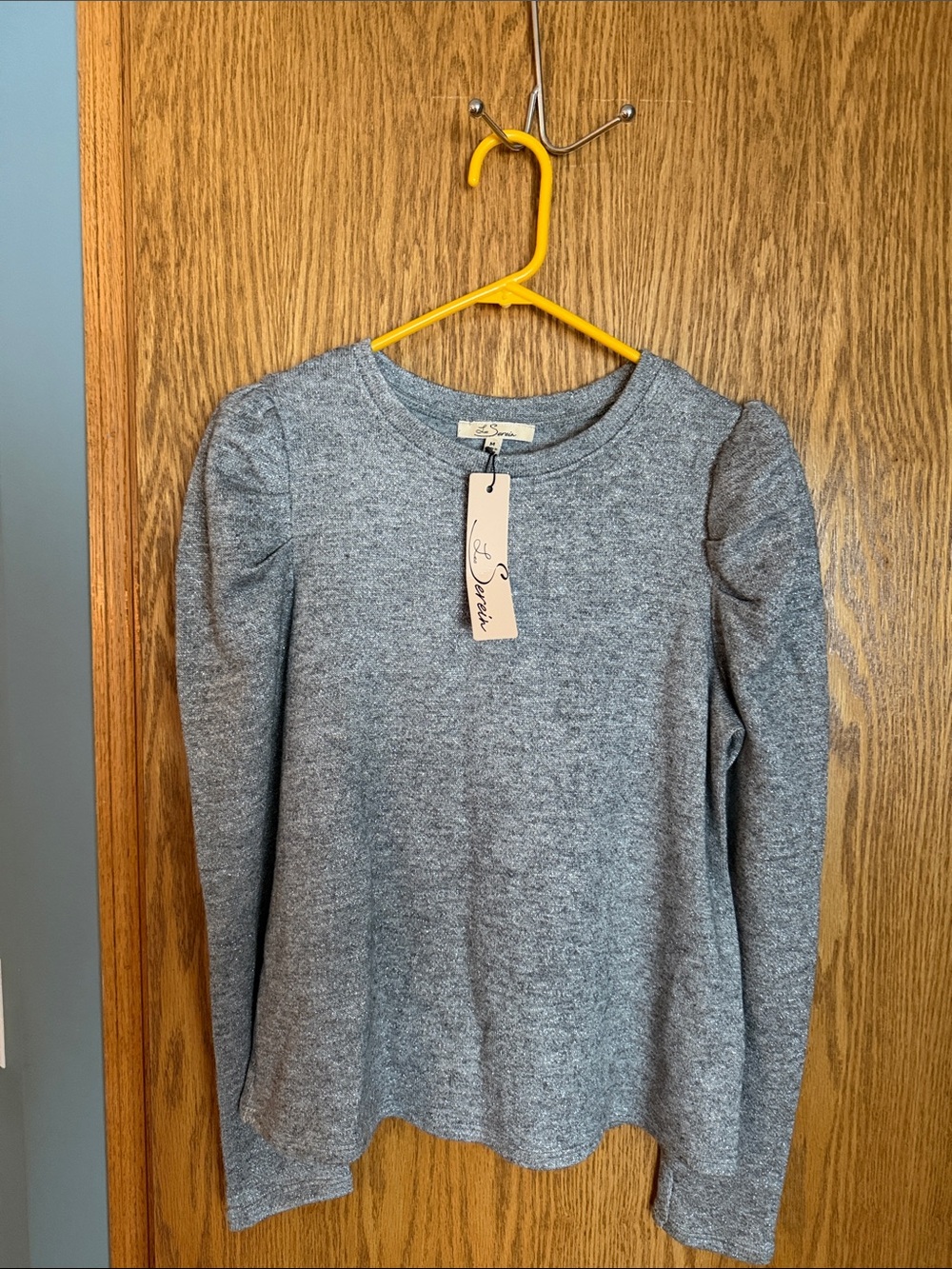 Girls' Long-Sleeve Puff Shoulder Top - Heather Gray